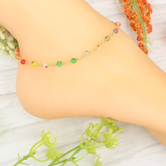 "Handmade Anklet – Elegant & Delicate Jewelry for Women | UNVRC1403 - Picture 4 of 10